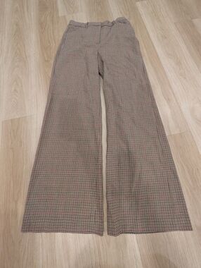 Theory Brown Plaid Trousers Size 8 Wool Blend